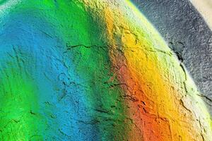 A fragment of colorful graffiti painted on a wall. Abstract urban background. photo
