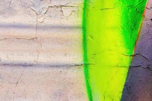 A fragment of colorful graffiti painted on a wall. Abstract urban background. photo