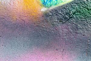 A fragment of colorful graffiti painted on a wall. Abstract urban background. photo