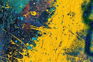 A fragment of colorful graffiti painted on a wall. Abstract urban background. photo