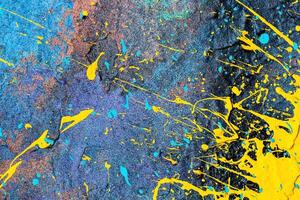A fragment of colorful graffiti painted on a wall. Abstract urban background. photo