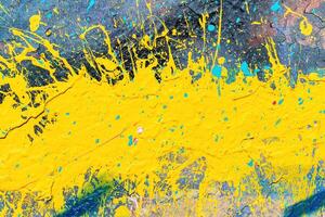 A fragment of colorful graffiti painted on a wall. Abstract urban background. photo