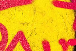 A fragment of colorful graffiti painted on a wall. Abstract urban background. photo
