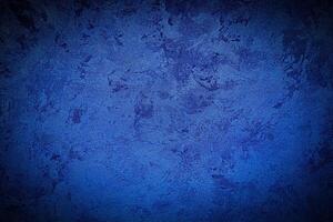 Texture of blue decorative plaster or concrete with vignette. photo