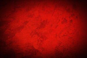 Texture of red decorative plaster or concrete with vignette. photo