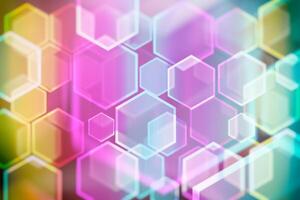 Lights bokeh. Abstract hexagon background for design. photo