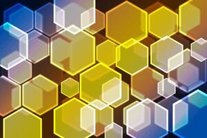 Lights bokeh. Abstract hexagon background for design. photo