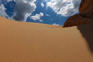 Desert with mountains and dunes. photo