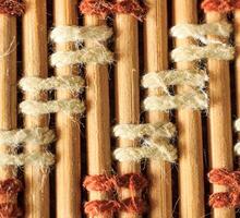 Texture of old bamboo branches with threads. photo