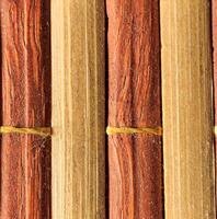 Texture of old bamboo branches with threads. photo
