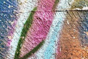 Fragment of colored graffiti painted on a wall. Abstract backdrop for design. photo