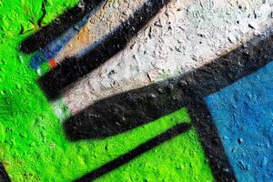 Fragment of colored graffiti painted on a concrete wall. Abstract background for design. photo