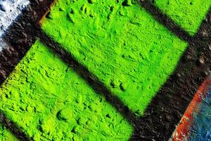 Fragment of colored graffiti painted on a concrete wall. Abstract background for design. photo
