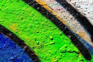 Fragment of colored graffiti painted on a concrete wall. Abstract background for design. photo