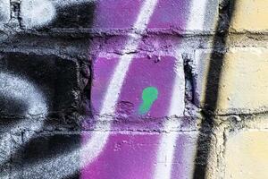 Graffiti painted on a brick wall texture. photo