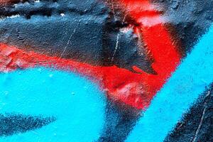 Fragment of colored graffiti painted on a wall. Bright abstract background. photo