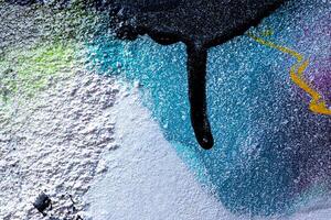 Fragment of colored graffiti painted on a wall. Bright abstract background. photo