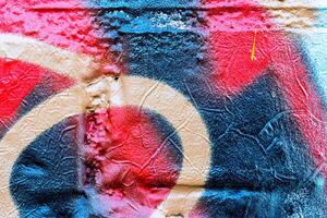 Fragment of colored graffiti painted on a wall. Bright abstract background. photo
