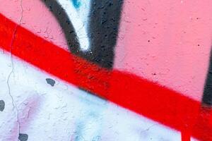 Fragment of colored graffiti painted on a wall. Bright abstract background. photo