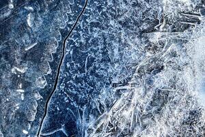Texture of ice in the winter. Abstract background for design. photo
