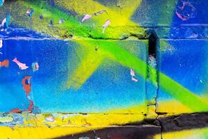 Graffiti painted on a brick wall texture. photo
