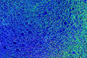 Top view on a colorful drops of oil on the water. Rainbow or spectrum colored circles, ovals. photo
