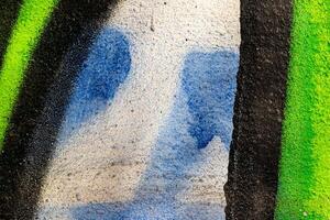 Fragment of colored graffiti painted on a wall. Bright abstract background. photo