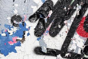 Fragment of colored graffiti painted on a wall. Bright abstract background. photo