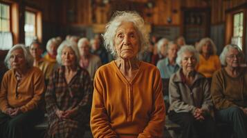 A community support group meeting in a local hall photo