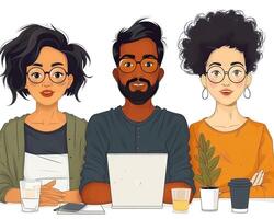 A diverse group of colleagues working on a group project. photo