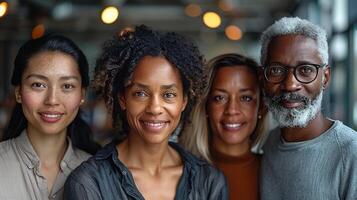 A diverse team collaborating in an office inclusion and diversity theme photo