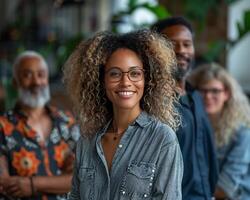 A diverse team collaborating in an office inclusion and diversity theme photo