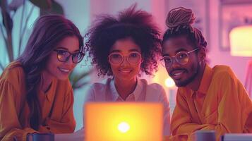 A diverse team collaborating in an office inclusion and diversity theme photo