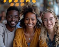 A diverse team collaborating in an office inclusion and diversity theme photo