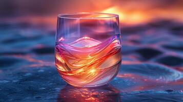 A glass logo with a vibrant color gradient effect. photo