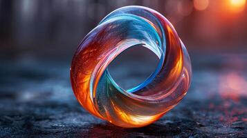 A glass logo with a vibrant color gradient effect. photo