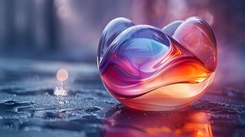 A glass logo with a vibrant color gradient effect. photo