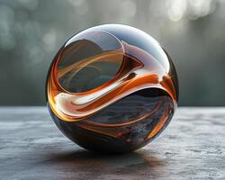 A mockup of a glass logo with a sleek and modern design photo