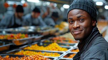 A person assisting with meal distribution to those in need. photo