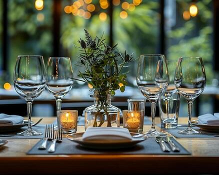 un conjunto de cuchillería desplegado en un gama alta restaurante. foto