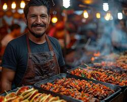 A street vendor selling fresh tacos al pastor. photo
