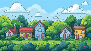 An outline illustration of different types of trees. photo