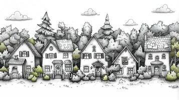 An outline illustration of different types of trees. photo