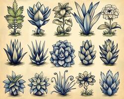 An outline illustration of different types of trees. photo