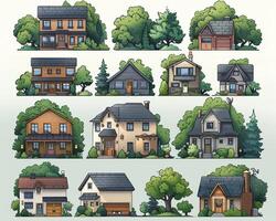 An outline illustration of different types of trees. photo