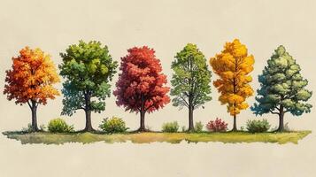 An outline illustration of different types of trees. photo