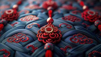 Close-up of a traditional Chinese knot decoration. photo