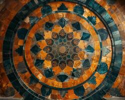 Detailed view of mosques ceiling with geometric patterns photo