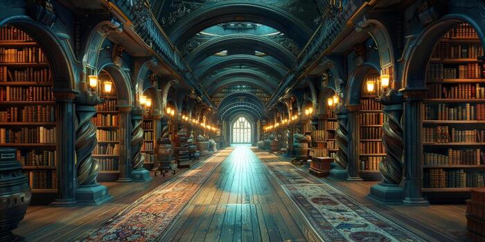 The building resembles a library filled with numerous books on its shelves photo