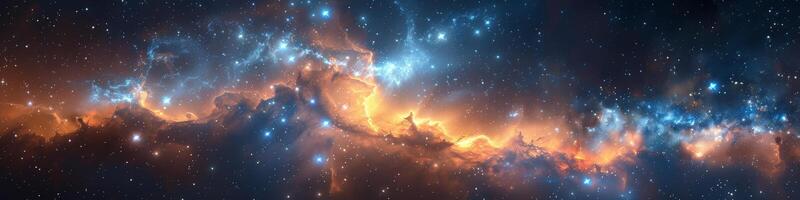 A galaxy filled with numerous stars and clouds visible in the sky photo